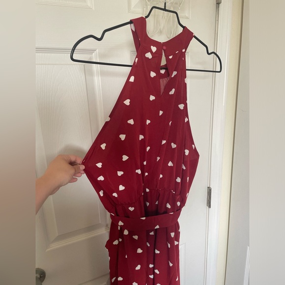 2x SHEIN dress. New, never worn. A bright burgundy color with white hearts. - Picture 2 of 2